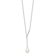 Sterling Silver Rhodium-plated CZ Bar/FWC Pearl w/2in ext Necklace