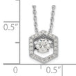 Sterling Silver Rhod-plated Hexagon Moving CZ w/2in ext Necklace