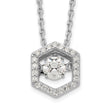 Sterling Silver Rhod-plated Hexagon Moving CZ w/2in ext Necklace