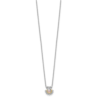 Sterling Silver RH-pltd Gold-tone Moving Pink CZ w/2in ext Necklace