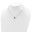 Sterling Silver Rhodium Plated Dark Red Swarovski Crystal 16.5 inch Necklace with 2 inch extension