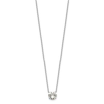 Sterling Silver Rhodium Plated Clear Swarovski Crystal 16.5 inch Necklace with 2 inch extension
