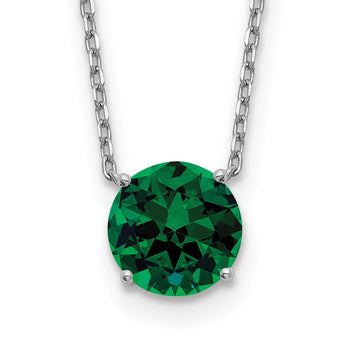 Sterling Silver Rhodium Plated Green Swarovski Crystal 16.5 inch Necklace with 2 inch extension