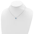 Sterling Silver Rhodium Plated Light Blue Swarovski Crystal 16.5 inch Necklace with 2 inch extension