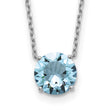 Sterling Silver Rhodium Plated Light Blue Swarovski Crystal 16.5 inch Necklace with 2 inch extension