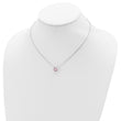 Sterling Silver Rhodium Plated Light Pink Swarovski Crystal 16.5 inch Necklace with 2 inch extension