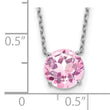 Sterling Silver Rhodium Plated Light Pink Swarovski Crystal 16.5 inch Necklace with 2 inch extension