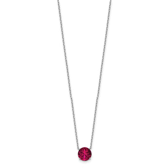 Sterling Silver Rhodium-plated Red Swarovski Crystal 16.5 inch Necklace with 2 inch extension