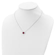 Sterling Silver Rhodium-plated Red Swarovski Crystal 16.5 inch Necklace with 2 inch extension