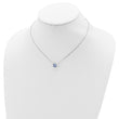 Sterling Silver Rhodium Plated Blue Swarovski Crystal 16.5 inch Necklace with 2 inch extension