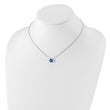 Sterling Silver Rhodium Plated Blue Swarovski Crystal 16.5 inch Necklace with 2 inch extension