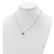 Sterling Silver Rhodium Plated Pink Swarovski Crystal 16.5 inch Necklace with 2 inch extension