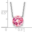 Sterling Silver Rhodium Plated Pink Swarovski Crystal 16.5 inch Necklace with 2 inch extension