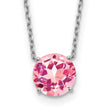 Sterling Silver Rhodium Plated Pink Swarovski Crystal 16.5 inch Necklace with 2 inch extension