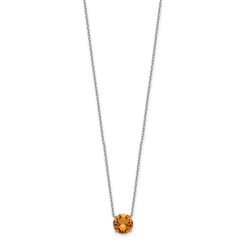 Sterling Silver Rhodium Plated Dark Yellow Swarovski Crystal 16.5 inch Necklace with 2 inch extension