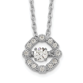 Sterling Silver Rhod-plated Vibrant CZ w/2in Ext. Necklace