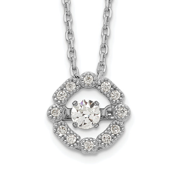 Sterling Silver Rhod-plated Vibrant CZ w/2in Ext. Necklace