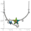 Sterling Silver RH-plated Multi-color Crystal Star w/2in ext Necklace