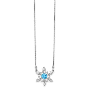 Sterling Silver RH-plated Crystal Snowflake w/2in ext Necklace