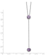 Sterling Silver Rhodium-plated Amethyst w/ 2in ext. Y-Necklace