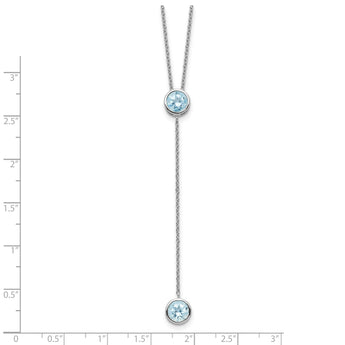 Sterling Silver Rhodium-plated Blue Topaz w/ 2in ext. Y-Necklace - Birthstone Company