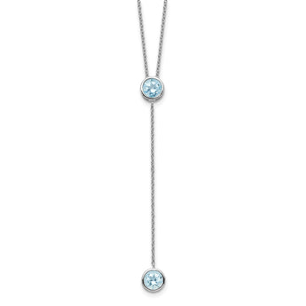 Sterling Silver Rhodium-plated Blue Topaz w/ 2in ext. Y-Necklace - Birthstone Company
