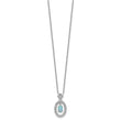 Sterling Silver Rhodium-plated Clear CZ Oval with Lab Created Opal Oval Dangle 16 inch Necklace with 2 inch extension
