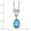 Sterling Silver Rhodium-plated White & Blue Topaz w/ 2in ext. Necklace - Birthstone Company