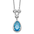 Sterling Silver Rhodium-plated White & Blue Topaz w/ 2in ext. Necklace - Birthstone Company
