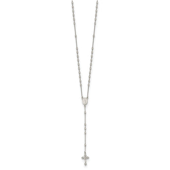 Sterling Silver Beaded Rosary18 inch Necklace with1.25 inch extension