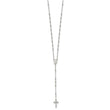 Sterling Silver Rhodium-plated Beaded Rosary 27 inch Necklace