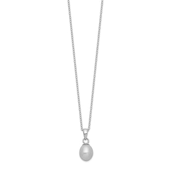 Sterling Silver Rhodium-plated FWC Grey Pearl Necklace/Earrings Set