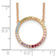 Prizma Sterling Silver Rose-tone 14K Flash Rose Gold-plated 16 inch Colorful CZ Open Circle Necklace with 2 inch Extender - Birthstone Company