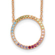 Prizma Sterling Silver Rose-tone 14K Flash Rose Gold-plated 16 inch Colorful CZ Open Circle Necklace with 2 inch Extender - Birthstone Company