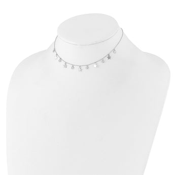 Sterling Silver Rhodium-Plated CZ Star with 2in Ext. Choker - Birthstone Company