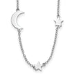 Sterling Silver Rhodium-Plated Stars and Moon w/ 2in Ext. Necklace