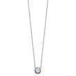 Prizma Sterling Silver Rhodium-plated 16 inch Lab Created Opal and Colorful CZ Round Necklace with 2 inch Extender