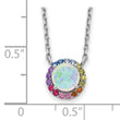 Prizma Sterling Silver Rhodium-plated 16 inch Lab Created Opal and Colorful CZ Round Necklace with 2 inch Extender