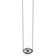 Prizma Sterling Silver Rhodium-plated 16 inch Colorful CZ Evil Eye Necklace with 2 inch Extender