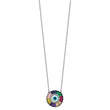 Prizma Sterling Silver Rhodium-plated 16 inch White and Colorful CZ and Glass Evil Eye Necklace with 2 inch Extender