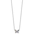 Prizma Sterling Silver Rhodium-plated 16 inch Colorful CZ Butterfly Necklace with 2 inch Extender