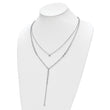 Sterling Shimmer Sterling Silver Rhodium-plated Adjustable up to 29 inches 50 Stone CZ 2 Strand Layer Y-Drop Necklace