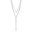 Sterling Shimmer Sterling Silver Rhodium-plated Adjustable up to 29 inches 50 Stone CZ 2 Strand Layer Y-Drop Necklace