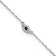 Sterling Silver Rhodium-plated Polished Blue & White CZ Eye 10in  Anklet