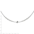 Sterling Silver Rhodium-plated Polished Beaded w/ 2.5in ext. Necklace