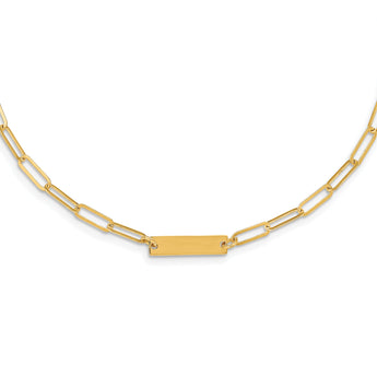 Sterling Silver Gold-plated Polished Bar Necklace w/ 2in ext. Necklace