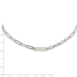 Sterling Silver Rhodium-plated Polished Bar w/ 2in ext. Necklace