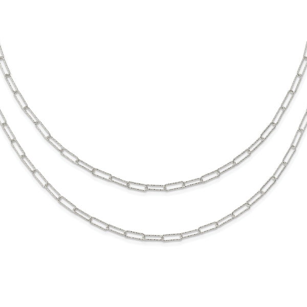 Sterling Silver Two D/C Fancy Link w/1.25 in ext. Necklace
