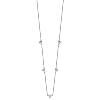 Sterling Silver Rhodium-plated Polished CZ 5 Stations Necklace