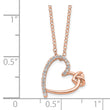 Sterling Silver Polished Rose-tone CZ Heart 18in Necklace